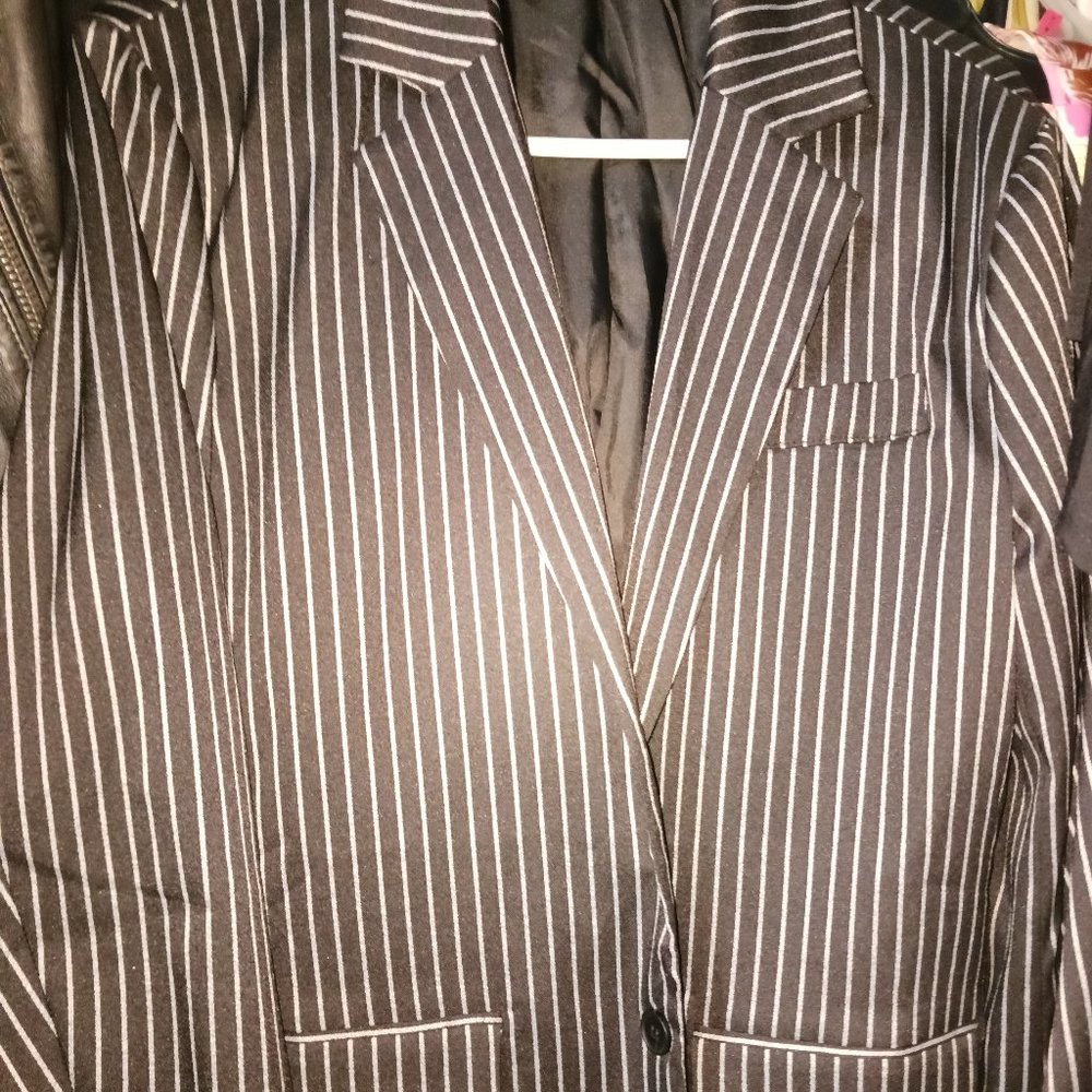 BLACK with GRAY PINSTRIPE JACKET